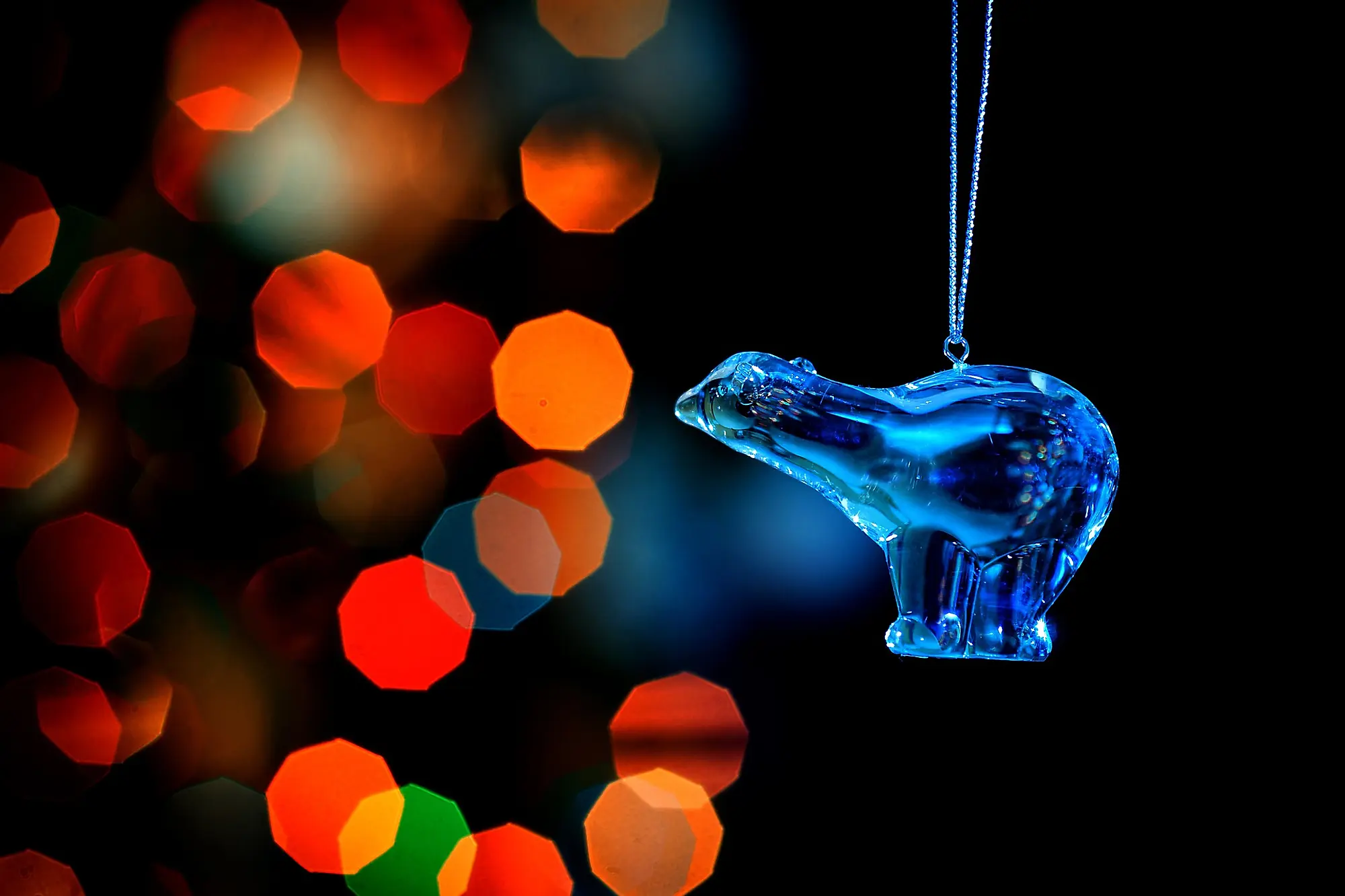 Glass polar bear ornament