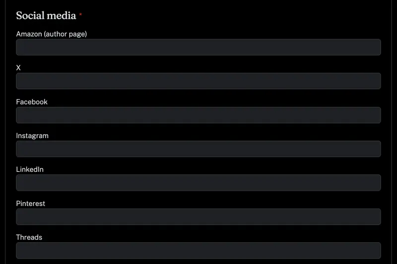 Social media options form