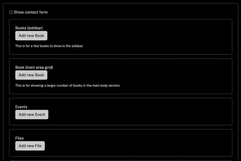 Webpage elements form