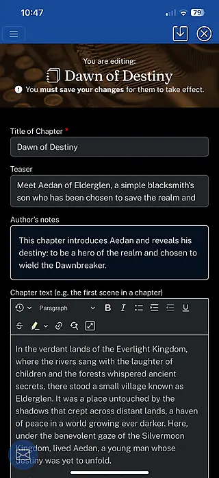 Chapter edit