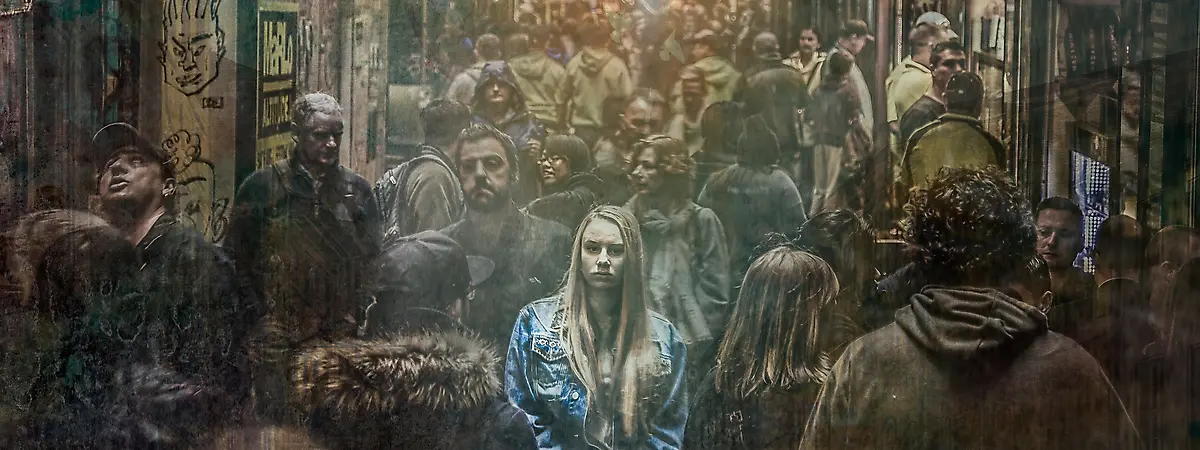 Woman in crowd